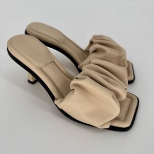 Circus NY Sam Edelman Heel Sandals Women's 7.5 Beige Vegan Leather Puffy Slade